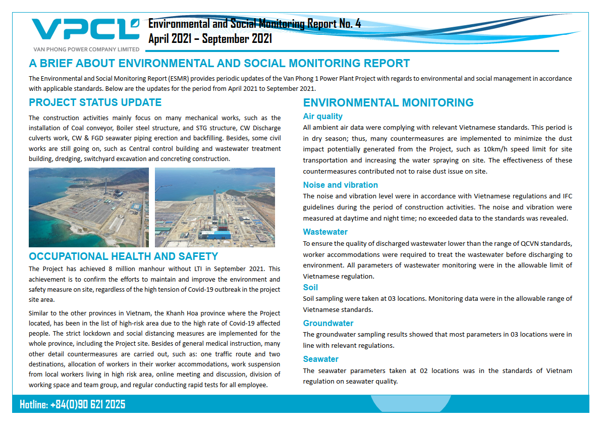 Environmental and Social Monitoring Report April 2021 – September 2021
