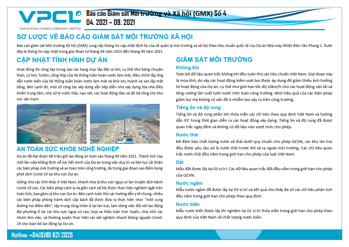 Environmental and Social Monitoring Report April 2021 – September 2021