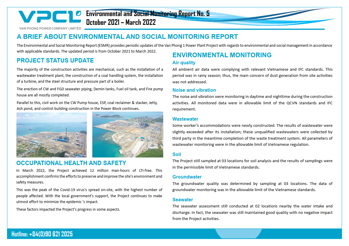 Environmental and Social Monitoring Report October 2021 – March 2022
