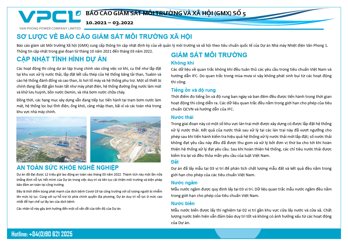 Environmental and Social Monitoring Report October 2021 – March 2022