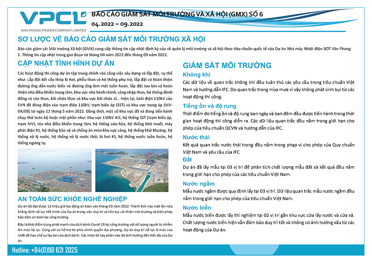 Environmental and Social Monitoring Report April 2022 – September 2022