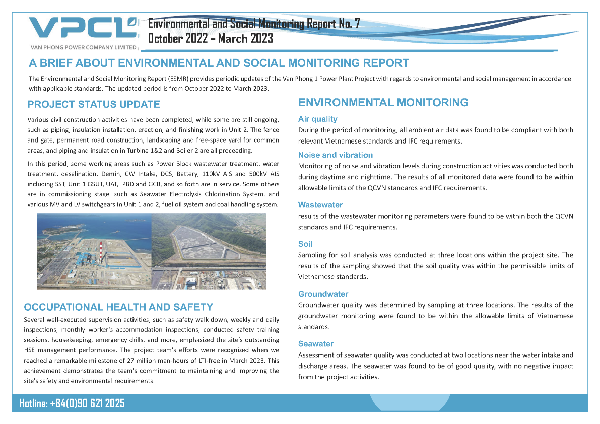 Environmental and Social Monitoring Report October 2022 – March 2023