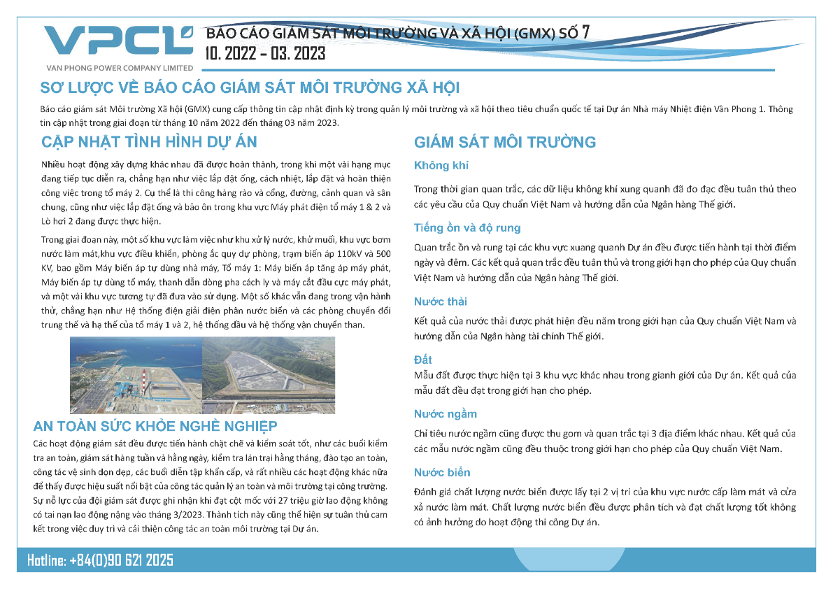 Environmental and Social Monitoring Report October 2022 – March 2023